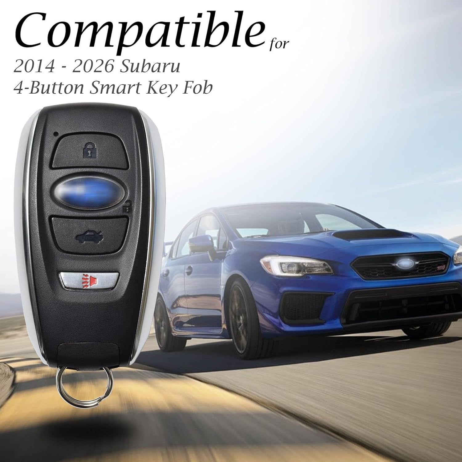 Leather Smart Key Fob Case Cover Compatible with Subaru Forester, Impreza, Outback, WRX, BRZ, XV Crosstrek, Ascent, Solterra (2014 - 2026 Models) - 4 Buttons, Black/Red