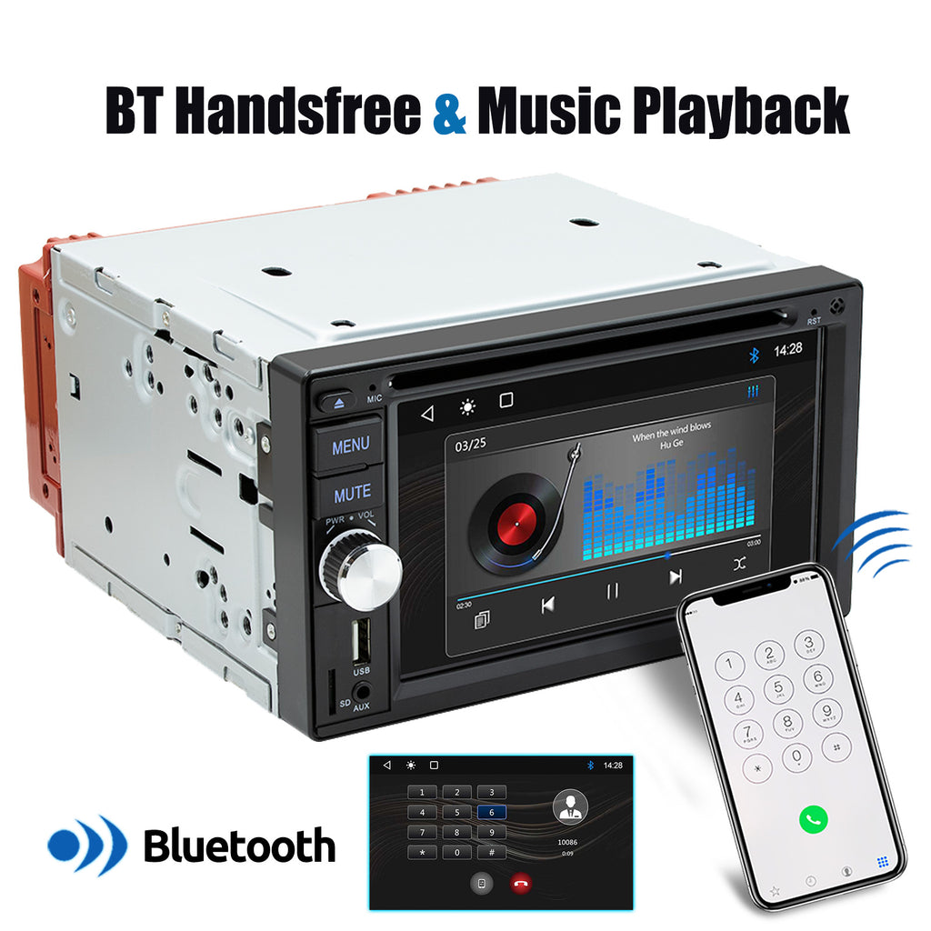 ESSGOO Autoradio 2DIN avec Écran Tactile de 6,2 Pouces. Lecteur CD/DVD, AM/FM, RDS, USB, Bluetooth, TF, AUX, CarPlay et Android Auto. Système Multimédia Complet avec Caméra. Idéal pour Améliorer Votre Expérience de Con