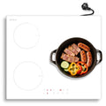 Karinear Induction Hob, 3 Plates, White, with Plug, Freestanding Hob, Built-in, 59 cm, Boost, Safety Lock, 99 Minute Timer, Touch Control, 16 A Socket, 220V