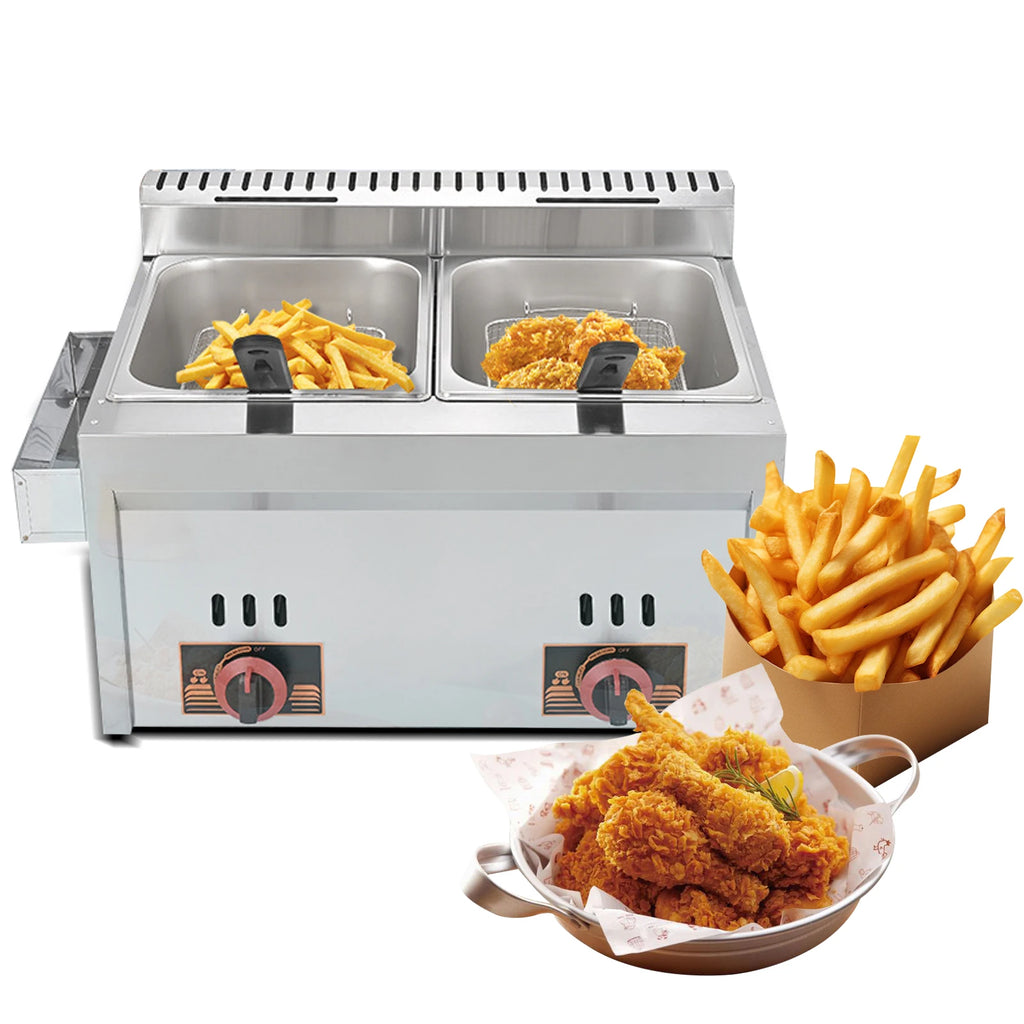 Friteuse électrique 6L en acier inoxydable avec panier pour poulet frit et frites, avec contrôle du temps et de la température