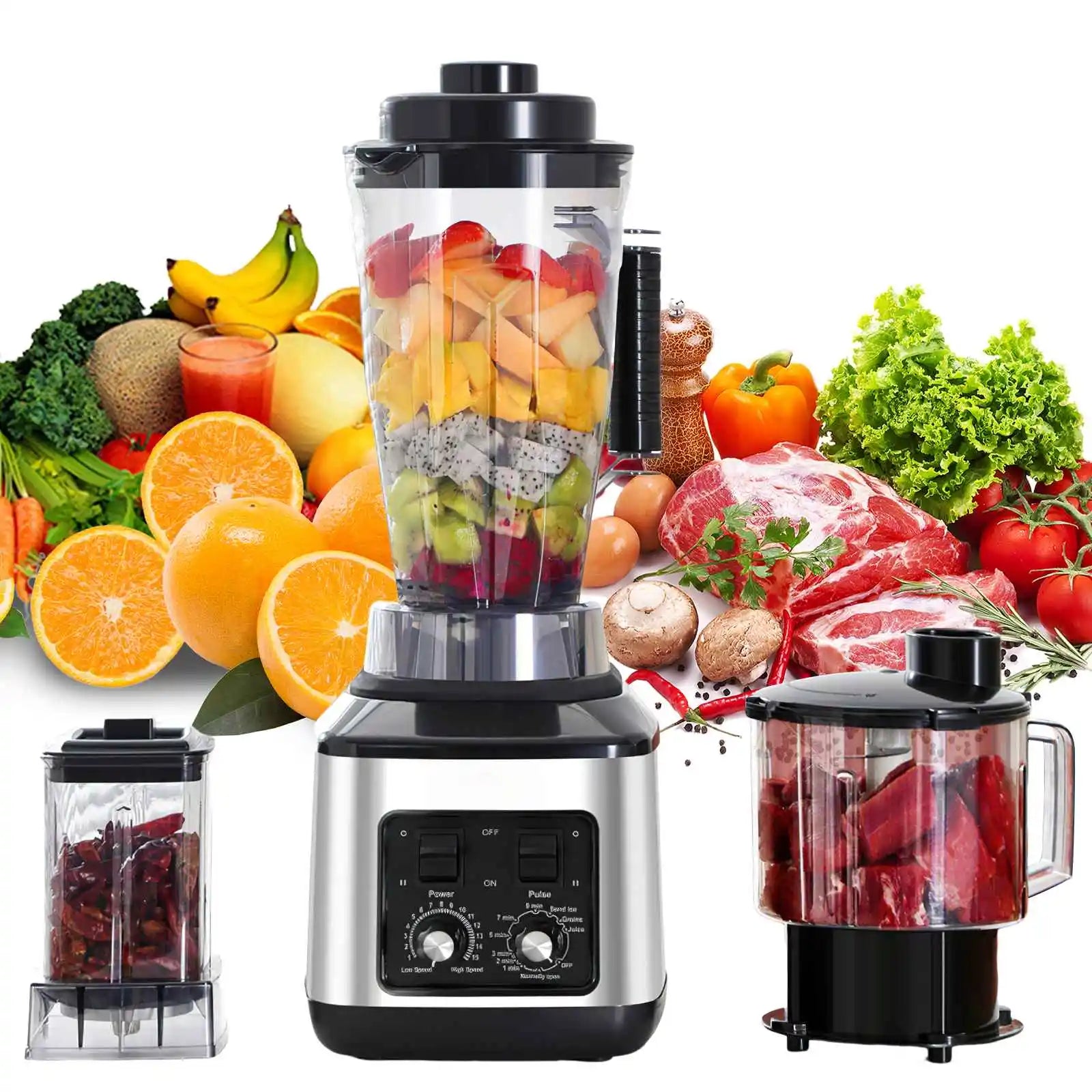 Mixeur-blender puissant 9500W, extracteur de jus, machine à smoothies, mixeur de table 8-en-1, robot culinaire pour glace, noix et fruits