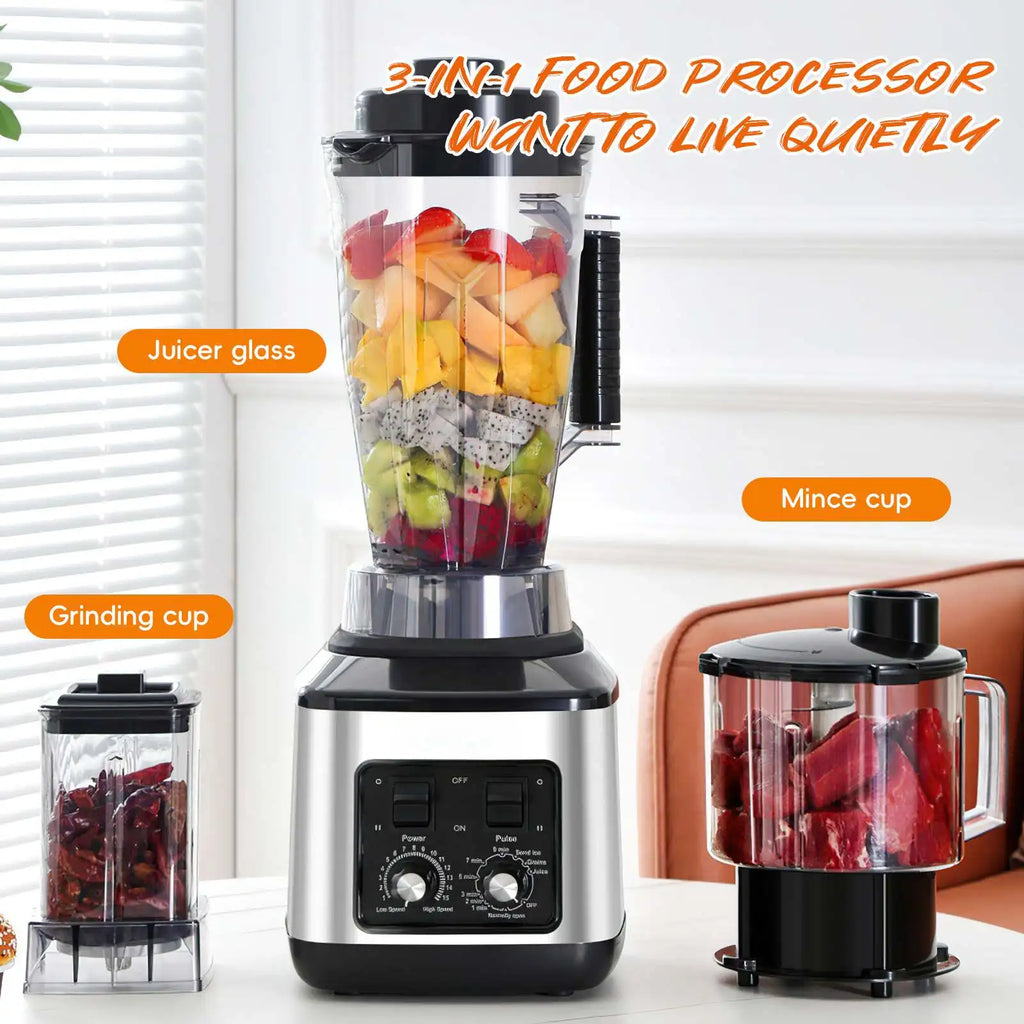 Mixeur-blender puissant 9500W, extracteur de jus, machine à smoothies, mixeur de table 8-en-1, robot culinaire pour glace, noix et fruits