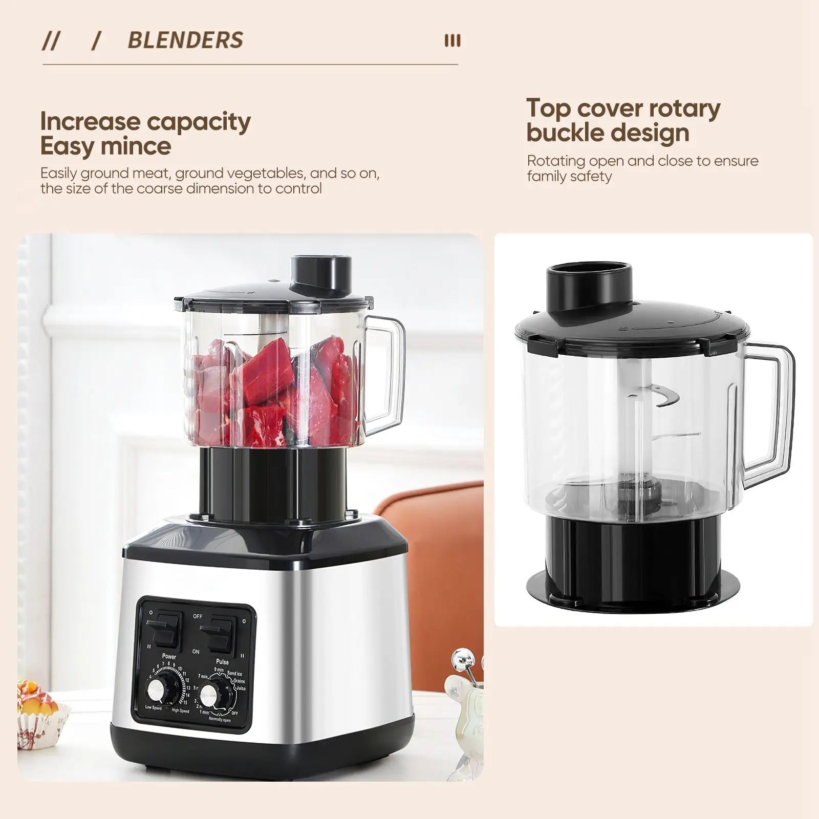 Mixeur-blender puissant 9500W, extracteur de jus, machine à smoothies, mixeur de table 8-en-1, robot culinaire pour glace, noix et fruits