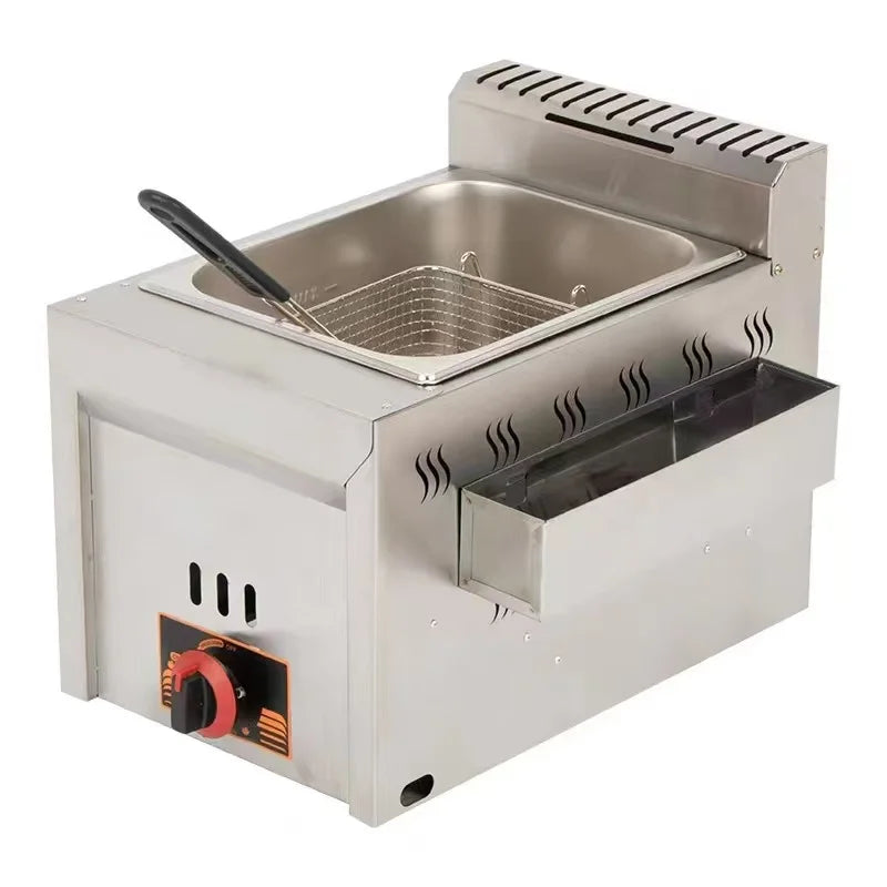 Friteuse électrique 6L en acier inoxydable avec panier pour poulet frit et frites, avec contrôle du temps et de la température