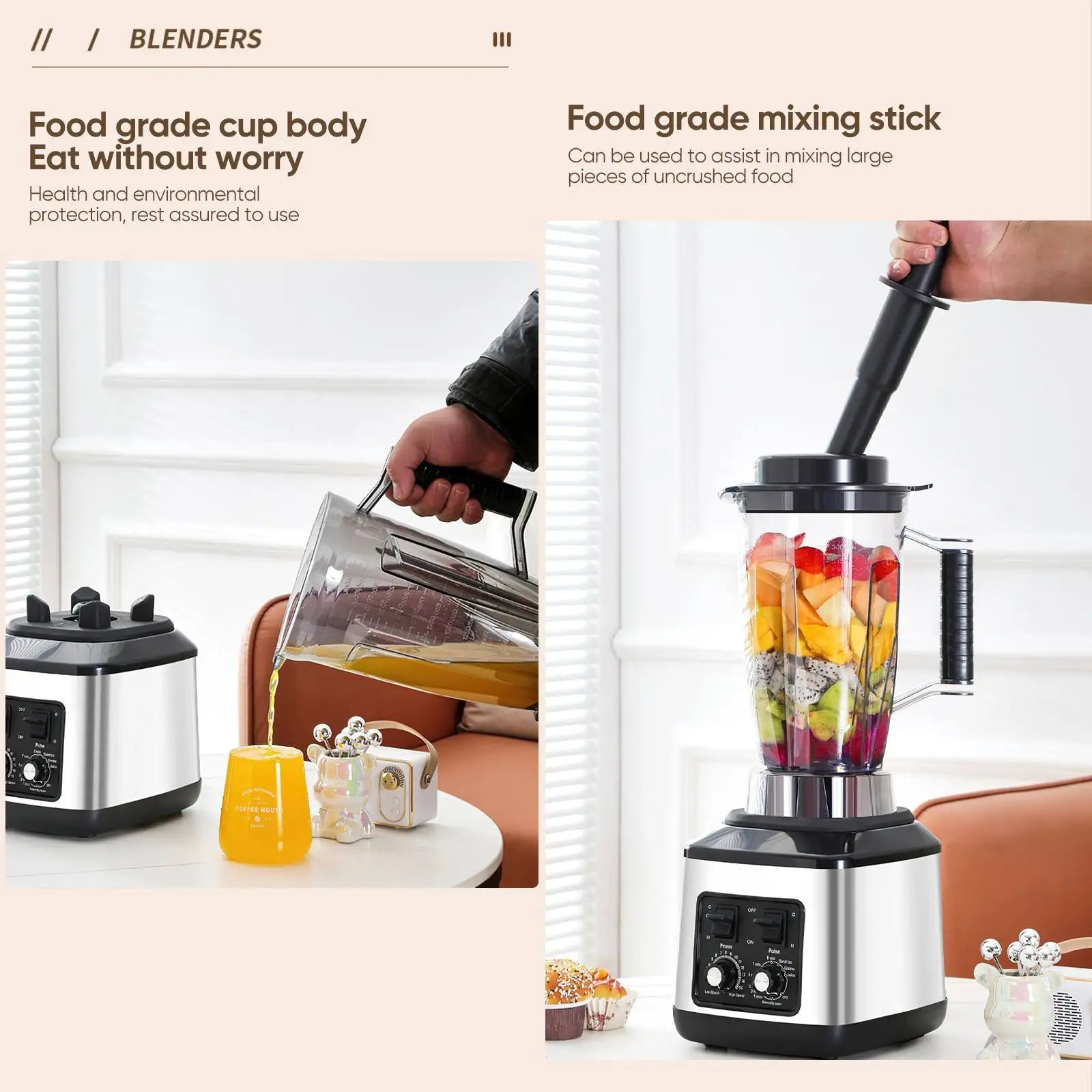 Mixeur-blender puissant 9500W, extracteur de jus, machine à smoothies, mixeur de table 8-en-1, robot culinaire pour glace, noix et fruits