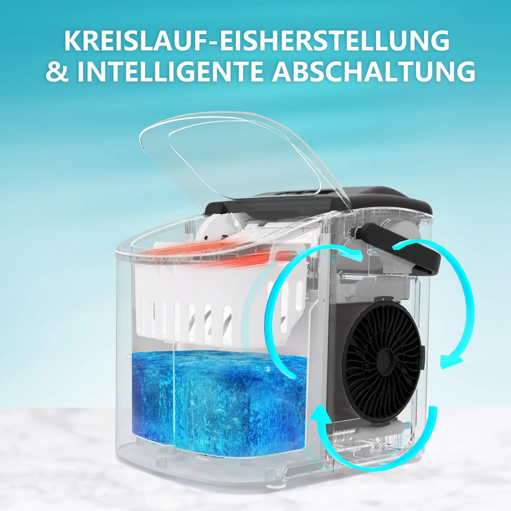 Petite machine à glaçons argentée, 9 dés en 6 min, 12kg/24H, 2 tailles de crème glacée et autonettoyante pour ménage/bar