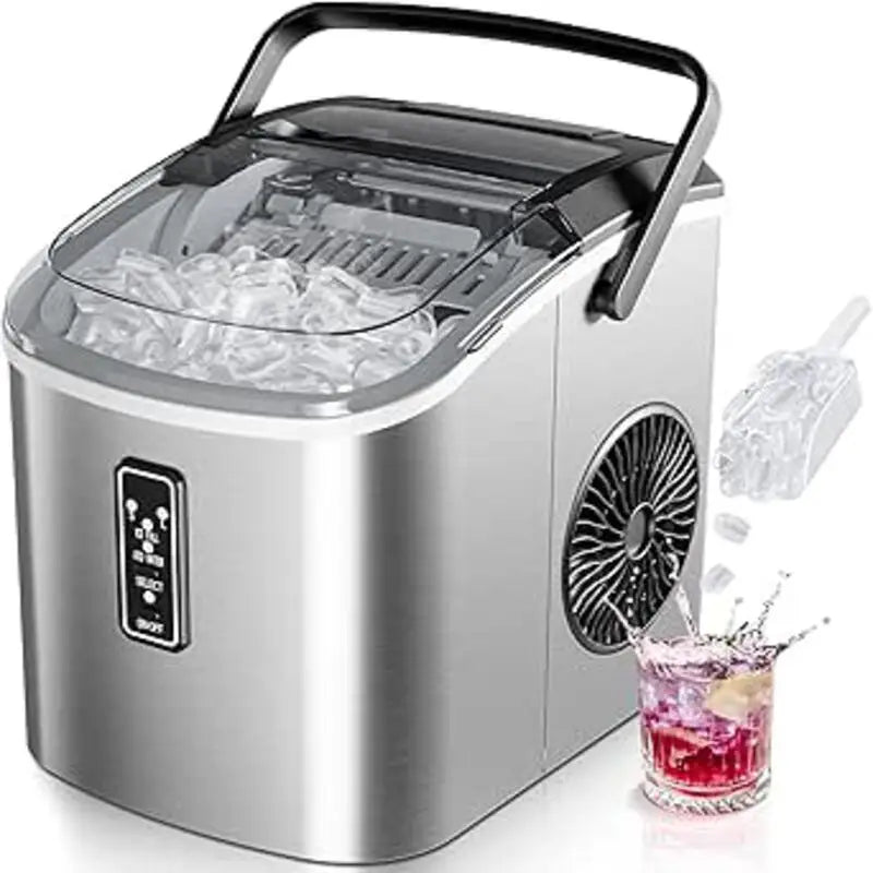 Petite machine à glaçons noire, 9 dés/6 Min, 12kg/24H, 2 tailles, autonettoyante et Portable pour la cuisine/maison