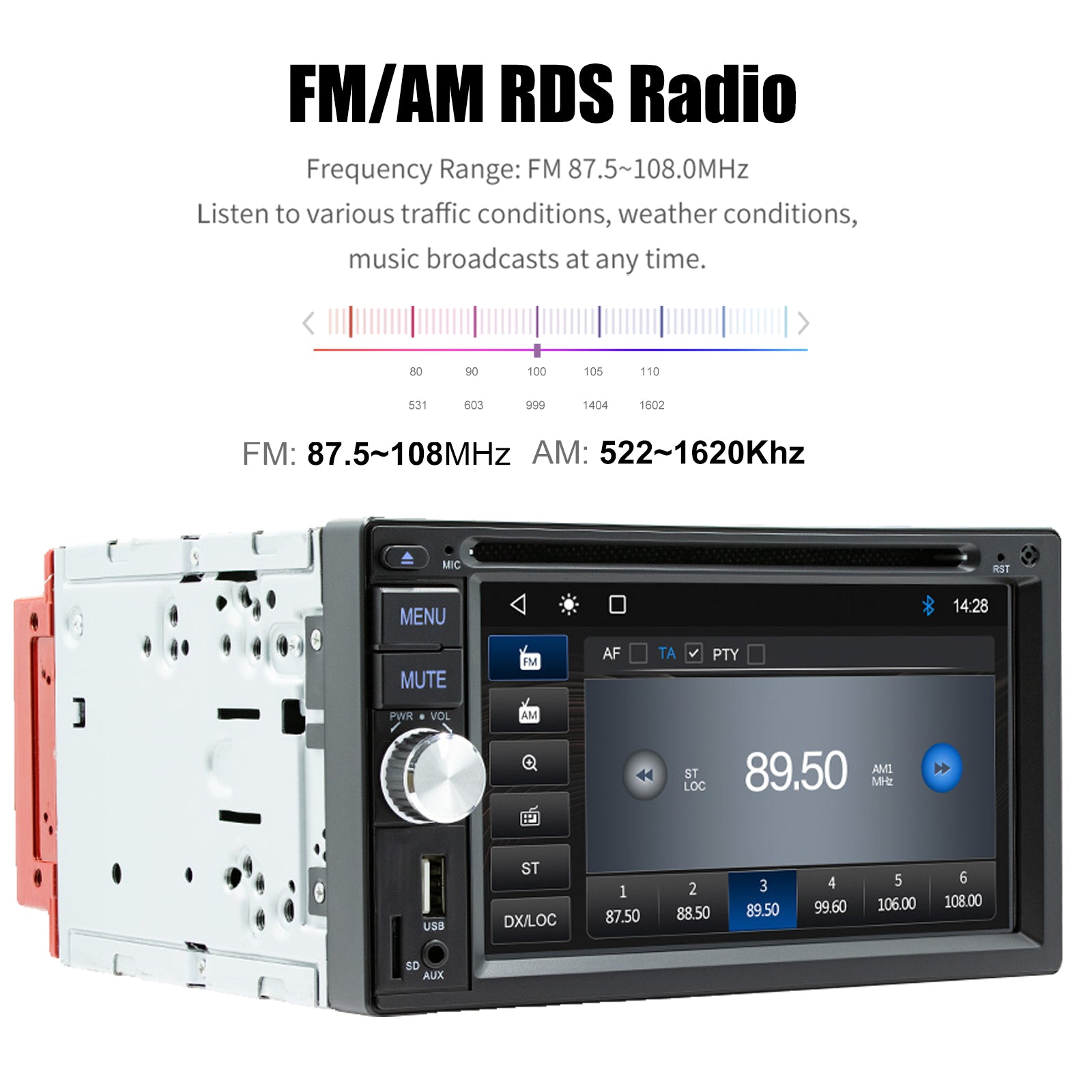 ESSGOO Autoradio 2DIN avec Écran Tactile de 6,2 Pouces. Lecteur CD/DVD, AM/FM, RDS, USB, Bluetooth, TF, AUX, CarPlay et Android Auto. Système Multimédia Complet avec Caméra. Idéal pour Améliorer Votre Expérience de Con