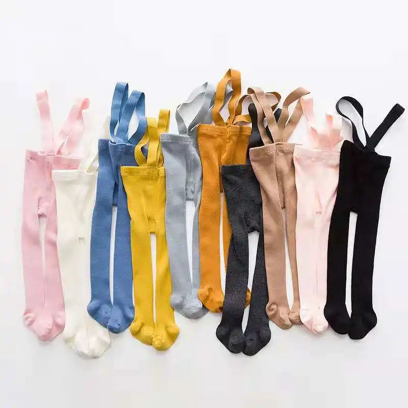 Collants à bretelles monochromes pour enfants, pantalons bandage taille haute, leggings respirants pour bébés filles, vêtements pour bébés, printemps, automne