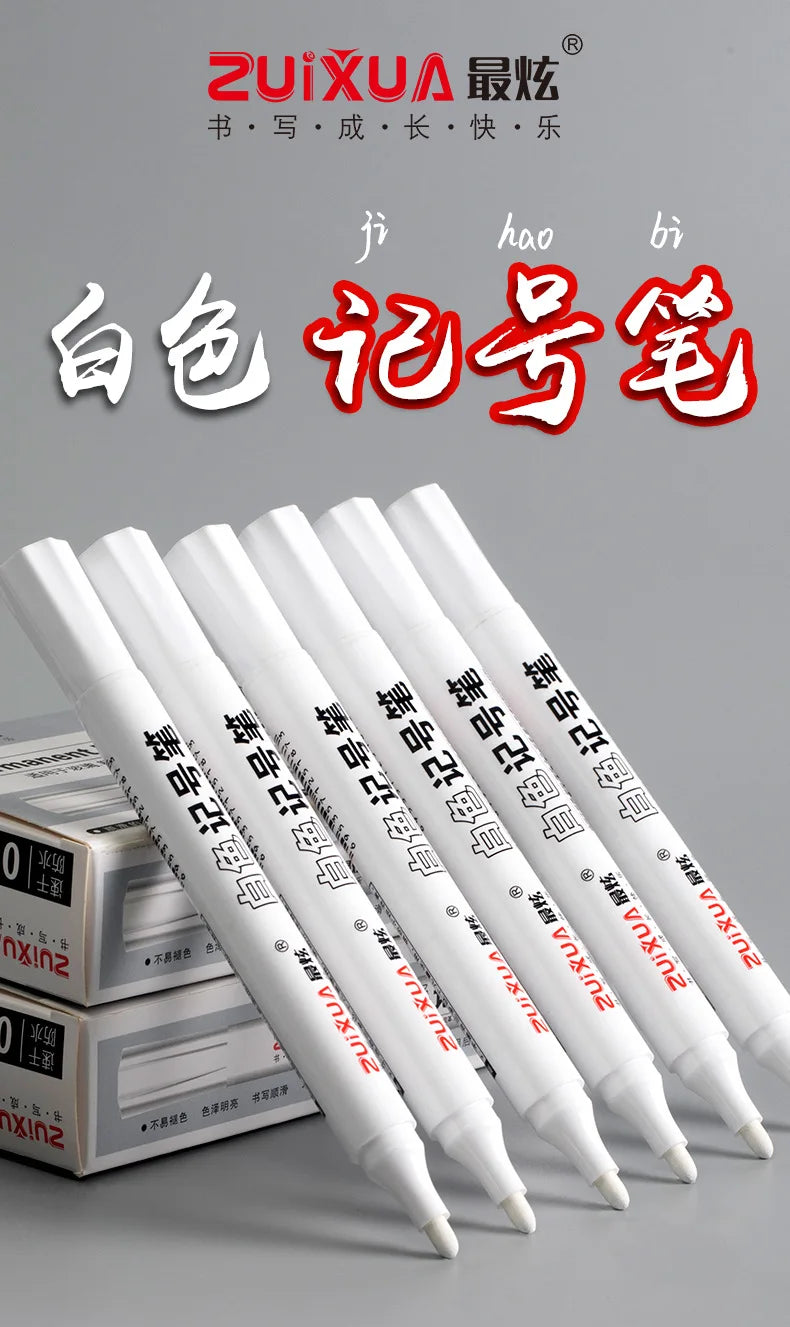 Stylos marqueurs blancs 2.0mm, 1/3/5 pièces, stylo Gel blanc étanche à l'huile, marqueurs de croquis Graffiti, papeterie fournitures scolaires