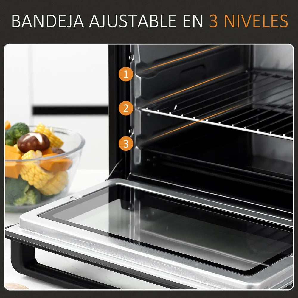 Mini four électrique, 32L, 1600W, 52,2x38,1x33,5 cm, noir, salle de bain, MCOM