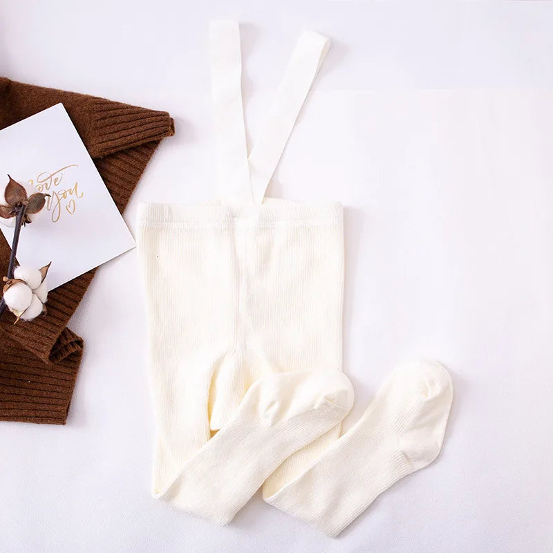 Collants à bretelles monochromes pour enfants, pantalons bandage taille haute, leggings respirants pour bébés filles, vêtements pour bébés, printemps, automne