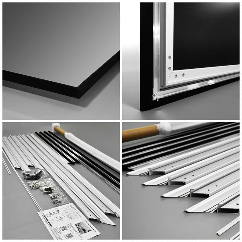 MICIG 16:9-Cadre d'écran de budgétaire, son HDTV, blanc brillant, tissé acoustiquement, bord transparent, partenaires gratuits