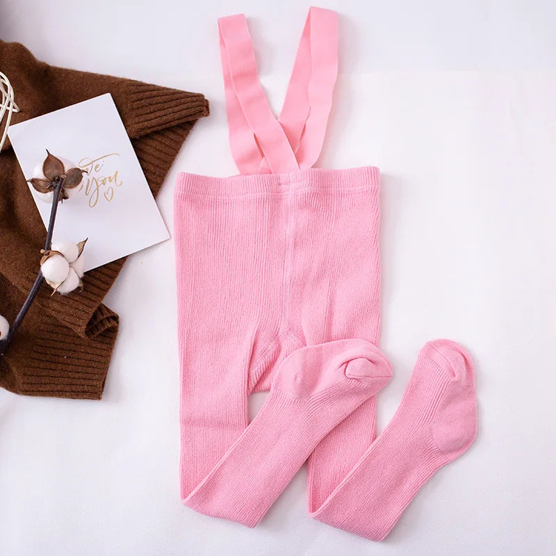 Collants à bretelles monochromes pour enfants, pantalons bandage taille haute, leggings respirants pour bébés filles, vêtements pour bébés, printemps, automne