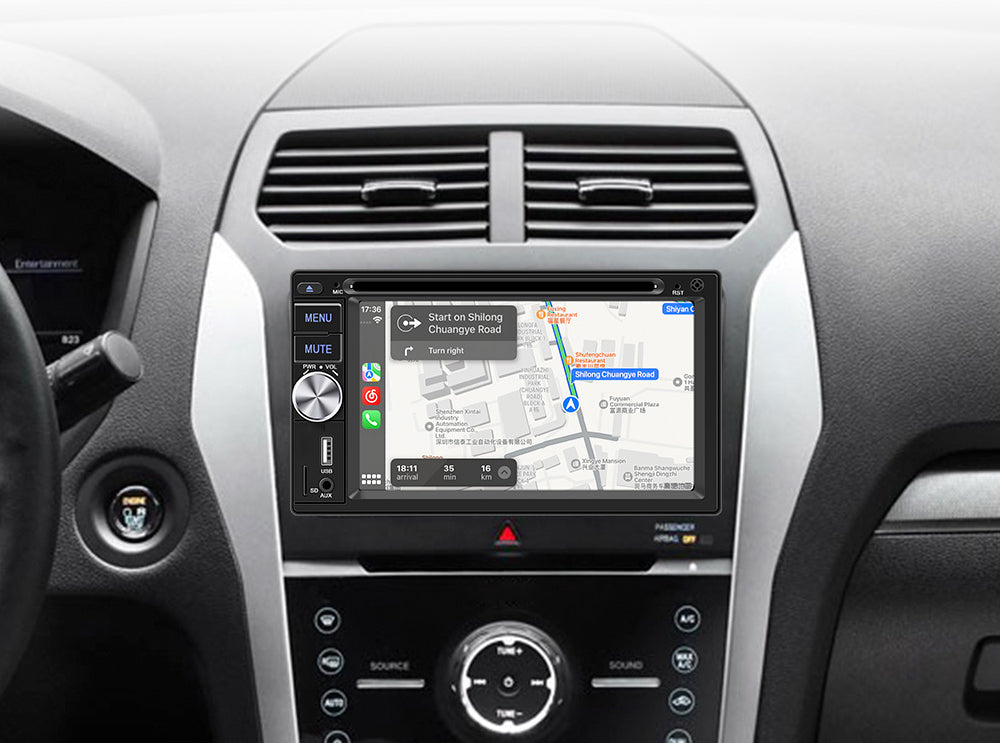 ESSGOO Autoradio 2DIN avec Écran Tactile de 6,2 Pouces. Lecteur CD/DVD, AM/FM, RDS, USB, Bluetooth, TF, AUX, CarPlay et Android Auto. Système Multimédia Complet avec Caméra. Idéal pour Améliorer Votre Expérience de Con