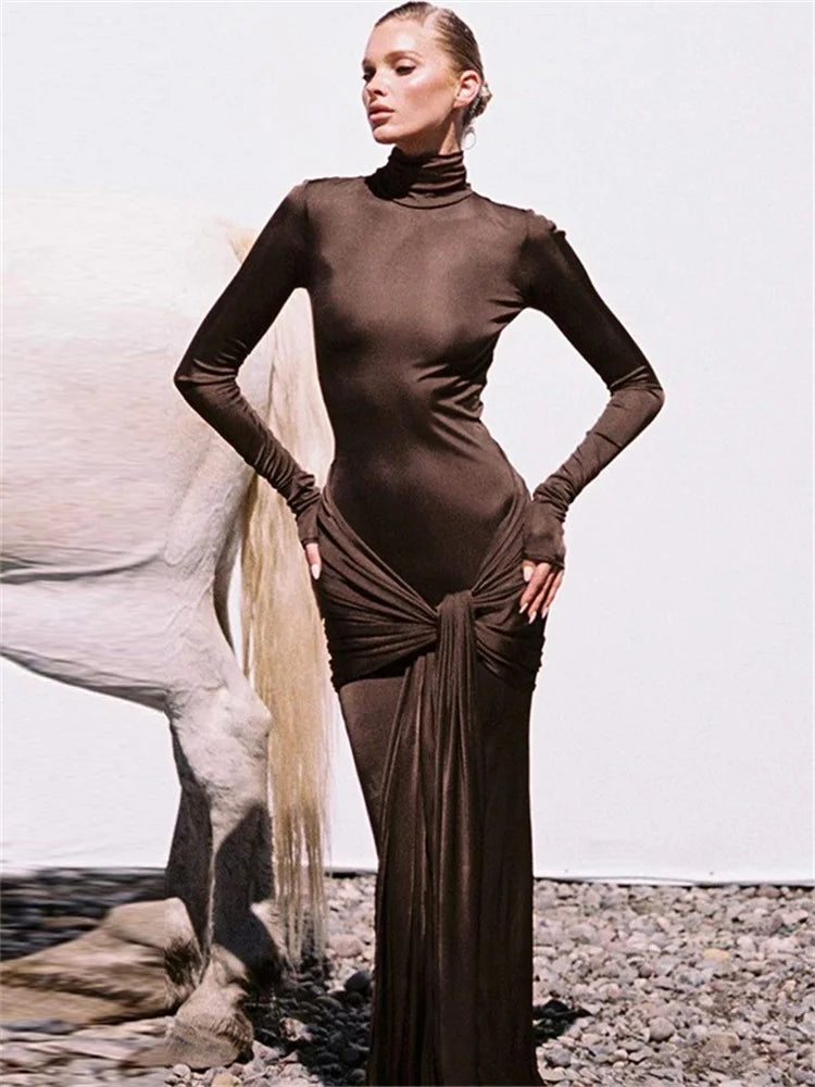 Tossy-Robe Longue Plissée à Manches sulfpour Femme, Tenue de Soirée Slim, à Lacets, Couleur Unie, Nouvelle Collection Printemps 2024