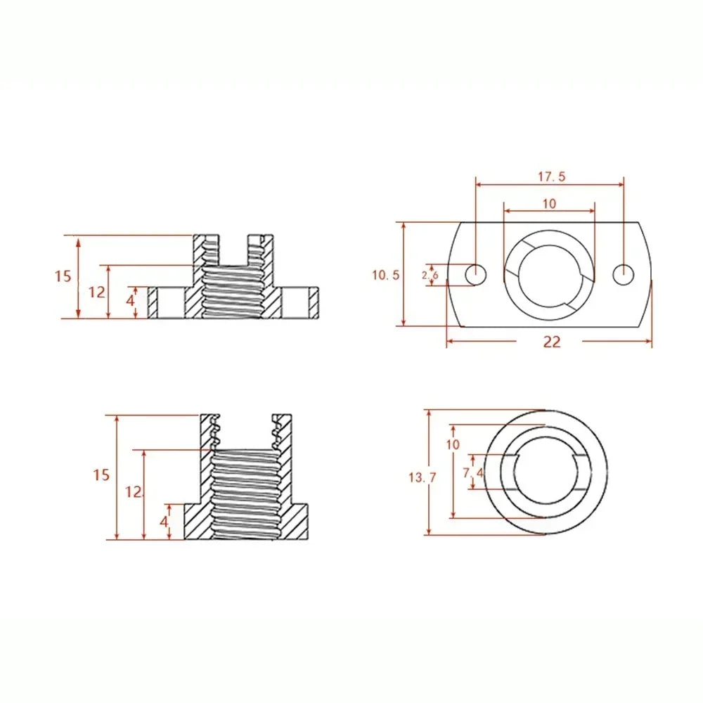 2/4/8 pièces axe Z T8 Anti-jeu écrou à ressort élimination écart écrous en laiton pour mise à niveau Ender 3 3s Pro V2 CR-10 imprimante 3D
