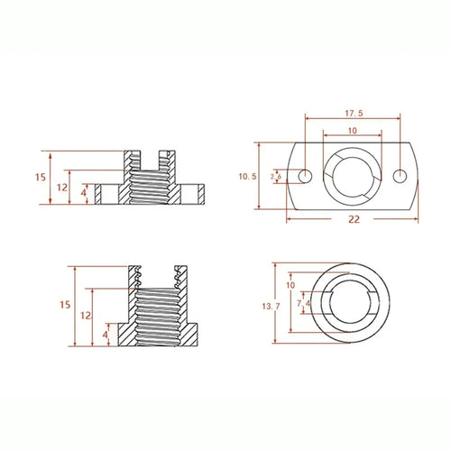 2/4/8 pièces axe Z T8 Anti-jeu écrou à ressort élimination écart écrous en laiton pour mise à niveau Ender 3 3s Pro V2 CR-10 imprimante 3D