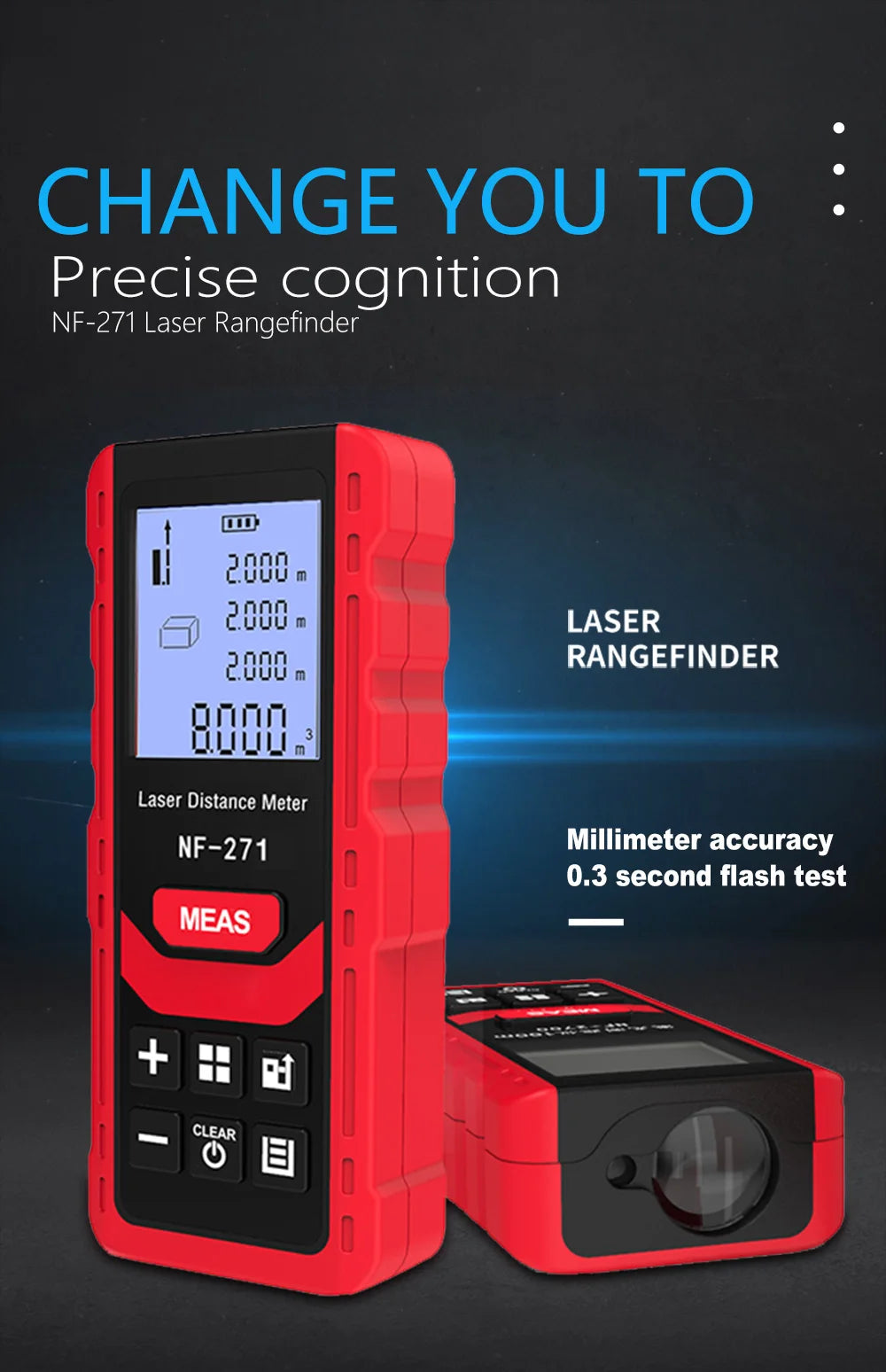 NoynotifNF-271 Distancemètre Laser 40M 80M Télémètre Bande Télémètre Dispositif De Mesure Règle Numérique Outil De Test