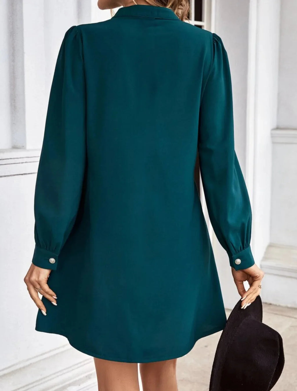 Bureau dame chemise Style robes femmes col en v à manches longues Mini robe printemps automne couleur unie vêtements de travail
