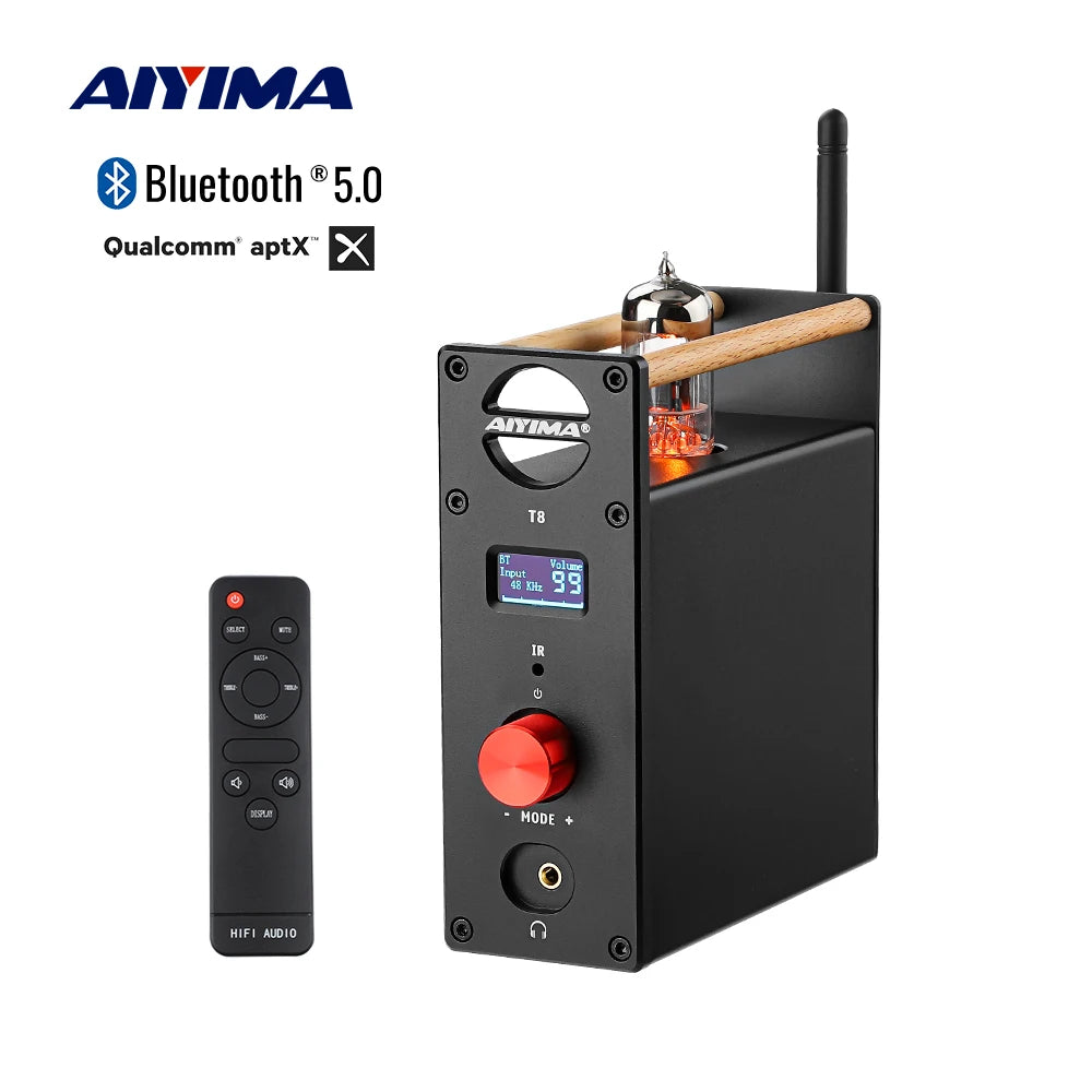 AIYIMA-Amplificateur à Tube Audio T8, Préamplificateur Bluetooth, Décodeur HIFI, Sauna, Téléphone, Ampli, Radiateur USB, Entrée Coaxiale Optique RCA