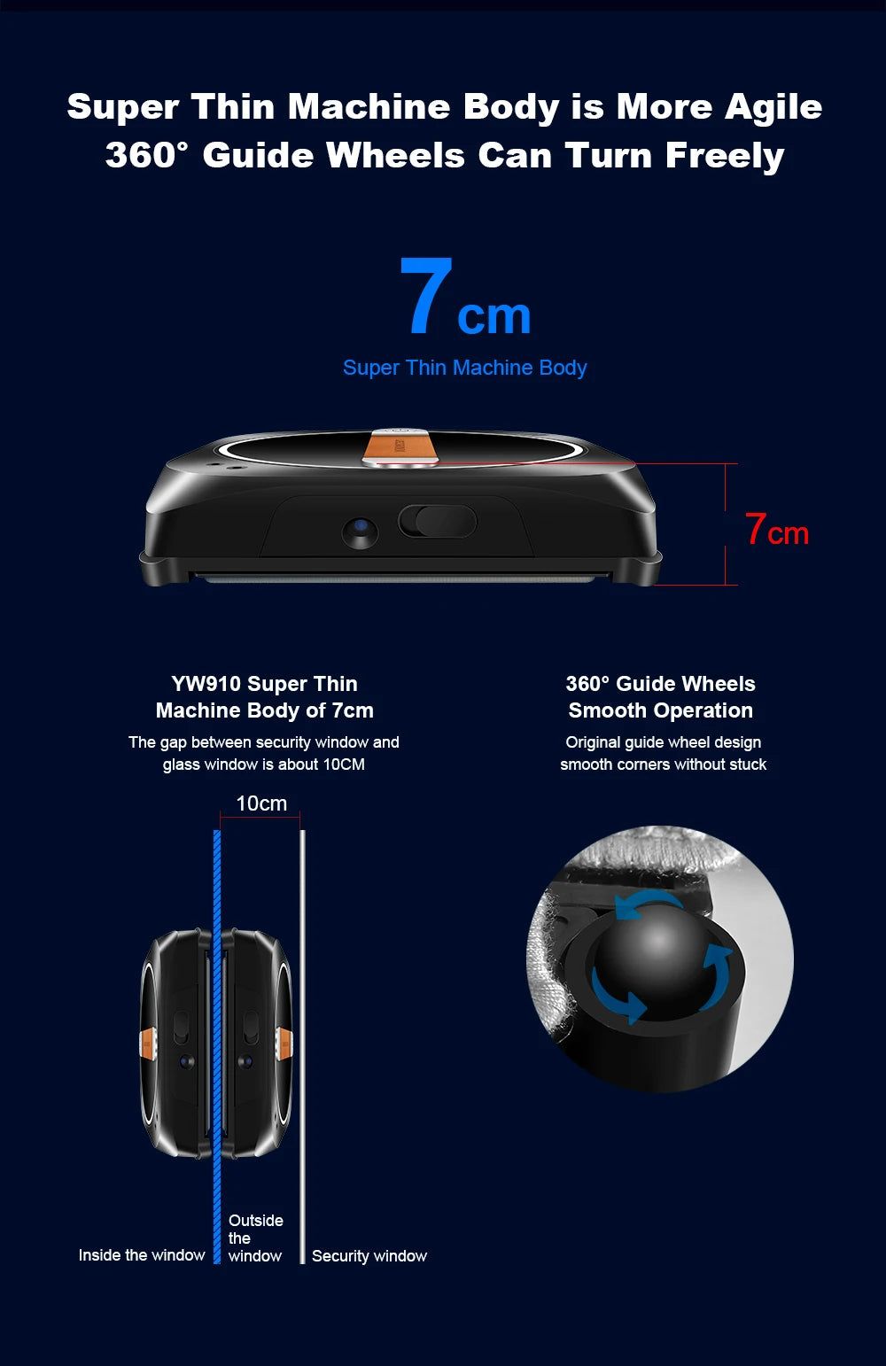 Robô de limpeza de janelas Liectroux YW910, Robot Window Cleaner,Double Pulvérisation d'Eau, Mémoire Intelligente, Aspiration Puissante, Capteur Laser, Robot de Nettoyage de Vitres Murales à Domicile, Contrôle par Applic