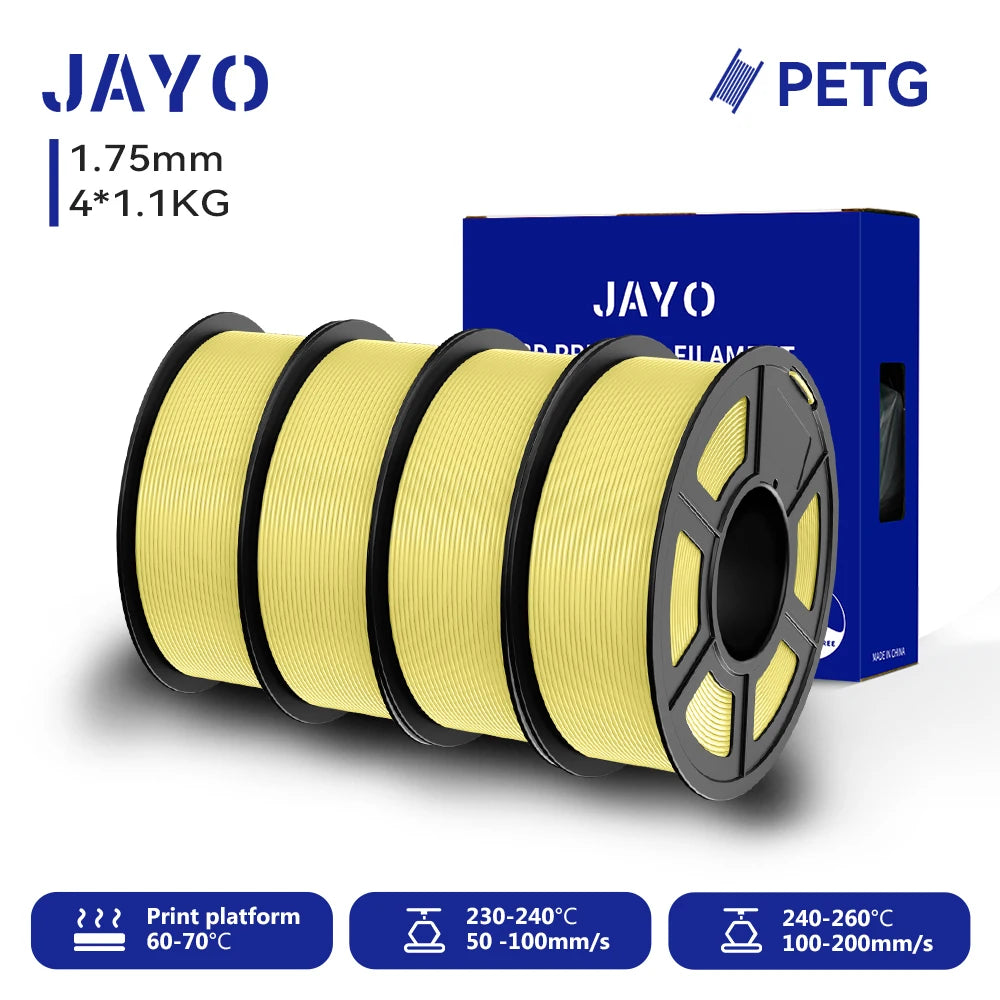 JAYO-Filament PETG pour imprimante 3D FDM, matériel d'impression 3D soigneusement enroulé, 2 rouleaux, 1.75mm, 2.2kg par ensemble