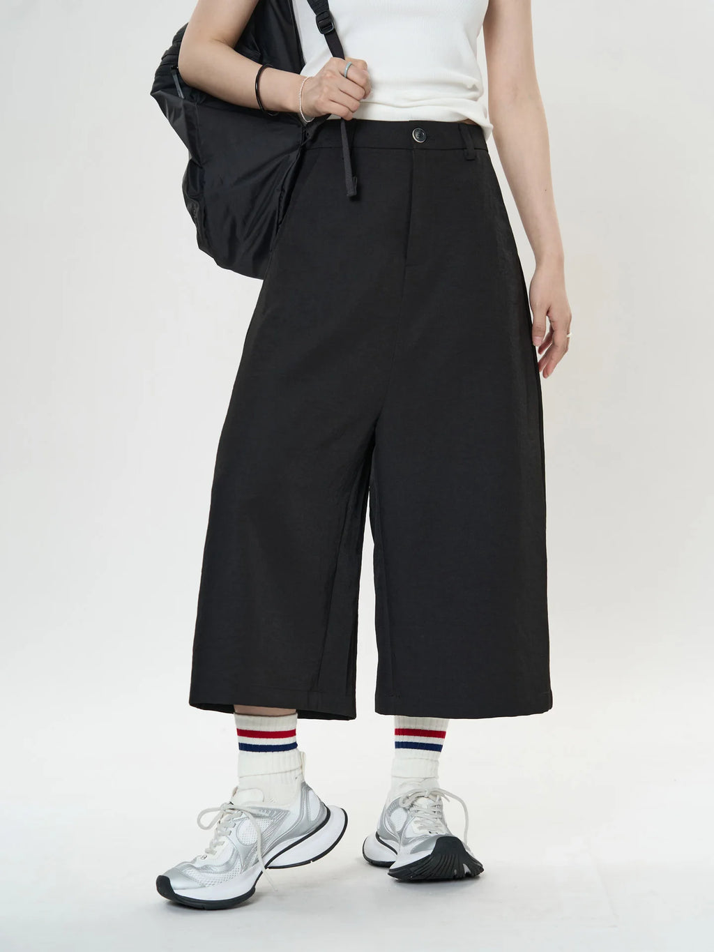 Pantalon de printemps taille haute à jambes larges pour femmes, décontracté, couleur unie, coupe ample