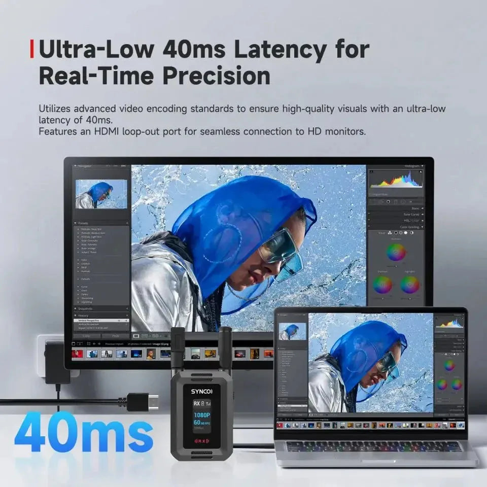Système de transmission vidéo sans fil Synco Xvision HD avec écran LCD Transmission HD stable jusqu'à 300 m pour le streaming en direct