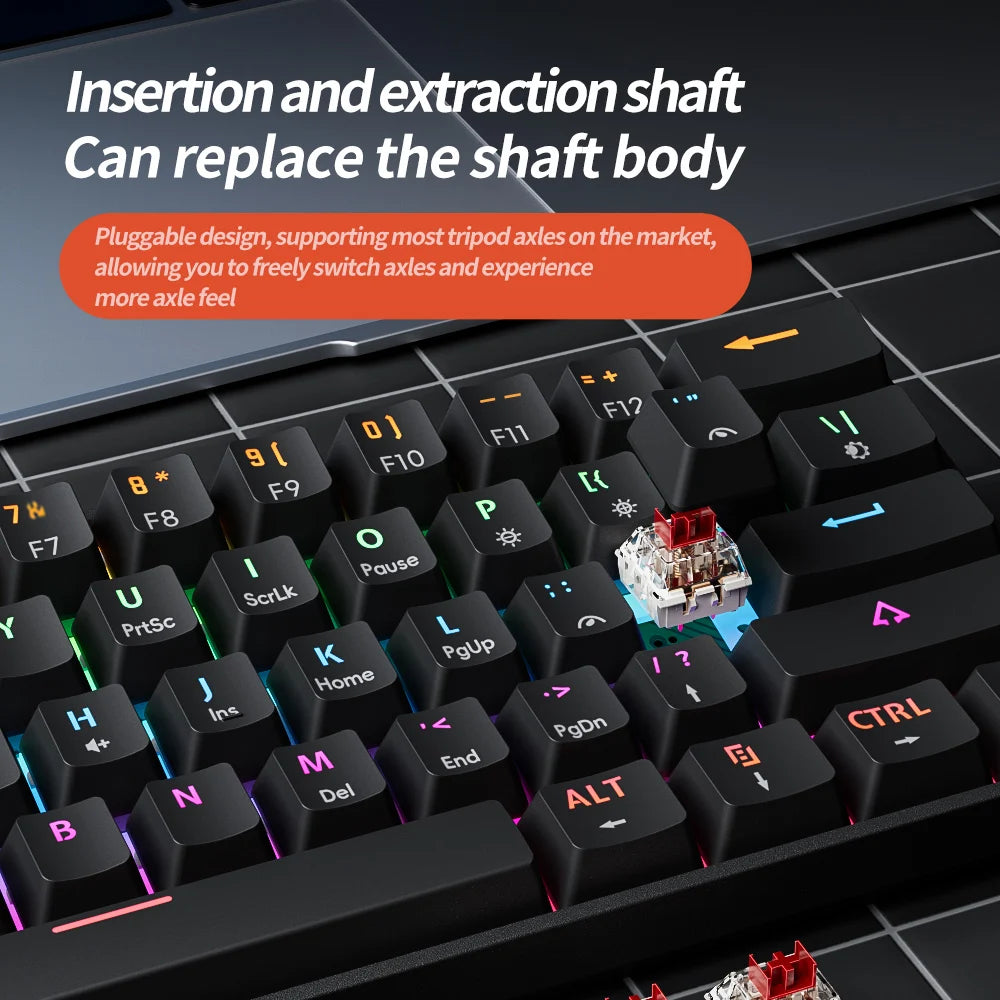 MUCAI MK61 USB Gaming Esports clavier mécanique 61 touches axe rouge filaire câble détachable rétro-éclairage rvb échange à chaud