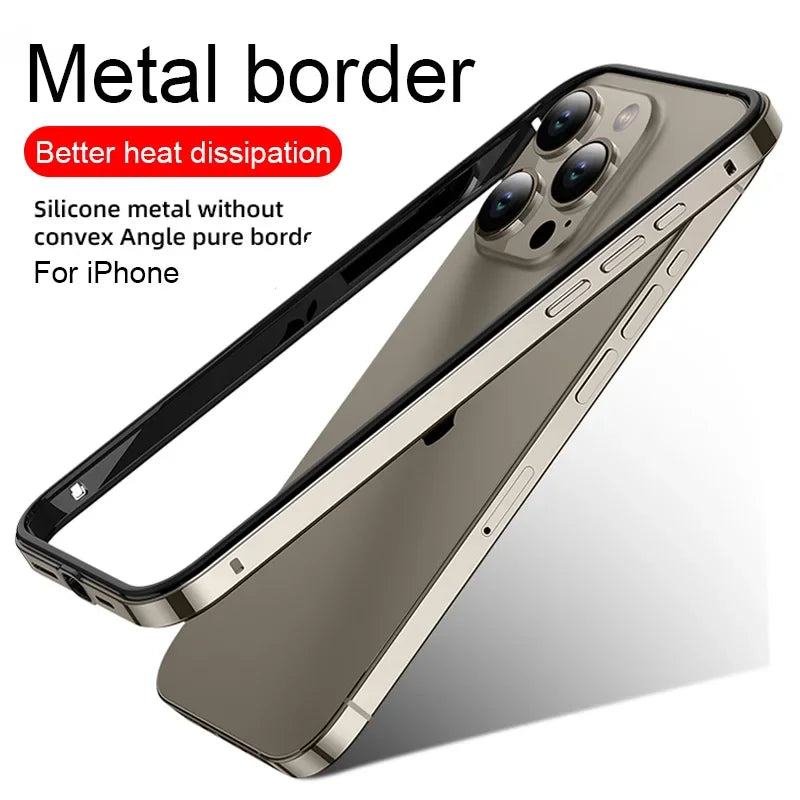 Étuis de téléphone en métal et aluminium, cadre hybride en Silicone, pour iPhone 17 16 15 Pro Max 14 13 12, pare-chocs à meilleure chaleur
