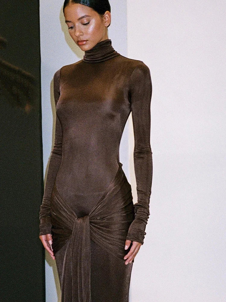 Tossy-Robe Longue Plissée à Manches sulfpour Femme, Tenue de Soirée Slim, à Lacets, Couleur Unie, Nouvelle Collection Printemps 2024