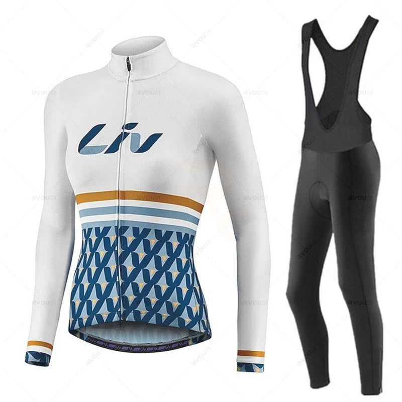 Liv-Ensemble de maillots de cyclisme pour femmes, manches longues, vêtements de vélo, maillot VTT, Culotte, printemps, automne