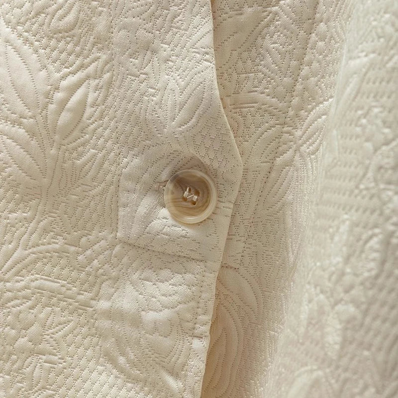 2025 femmes mode printemps nouveau Style Texture entrelacée couronne crêpe col en v à manches longues ample lait blanc manteau costume