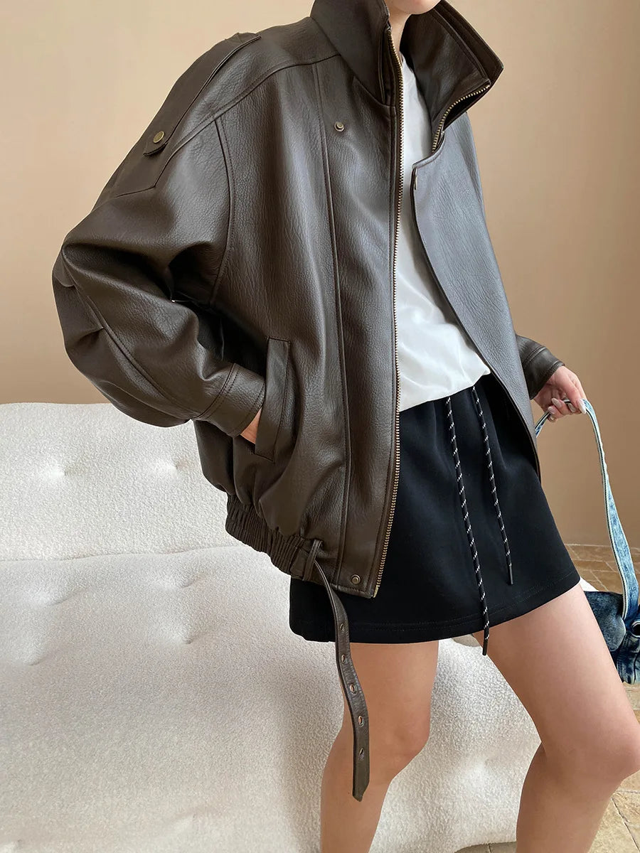 Veste à manches longues pour femme, col document, monochromatique, décontracté, printemps, automne