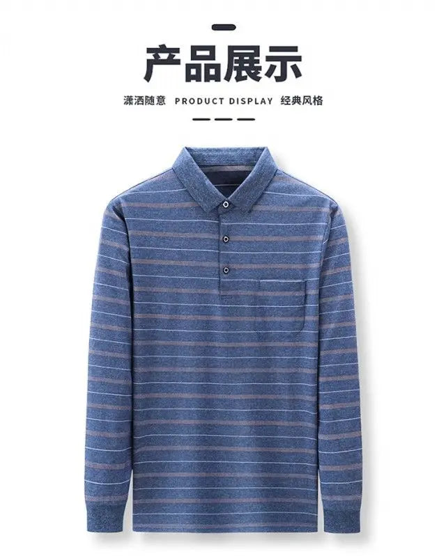 Polos rayés à manches longues pour hommes, Streetwear décontracté, Vêtements d'affaires, Mode coréenne, Polyvalent, Nouveau, Automne, Printemps