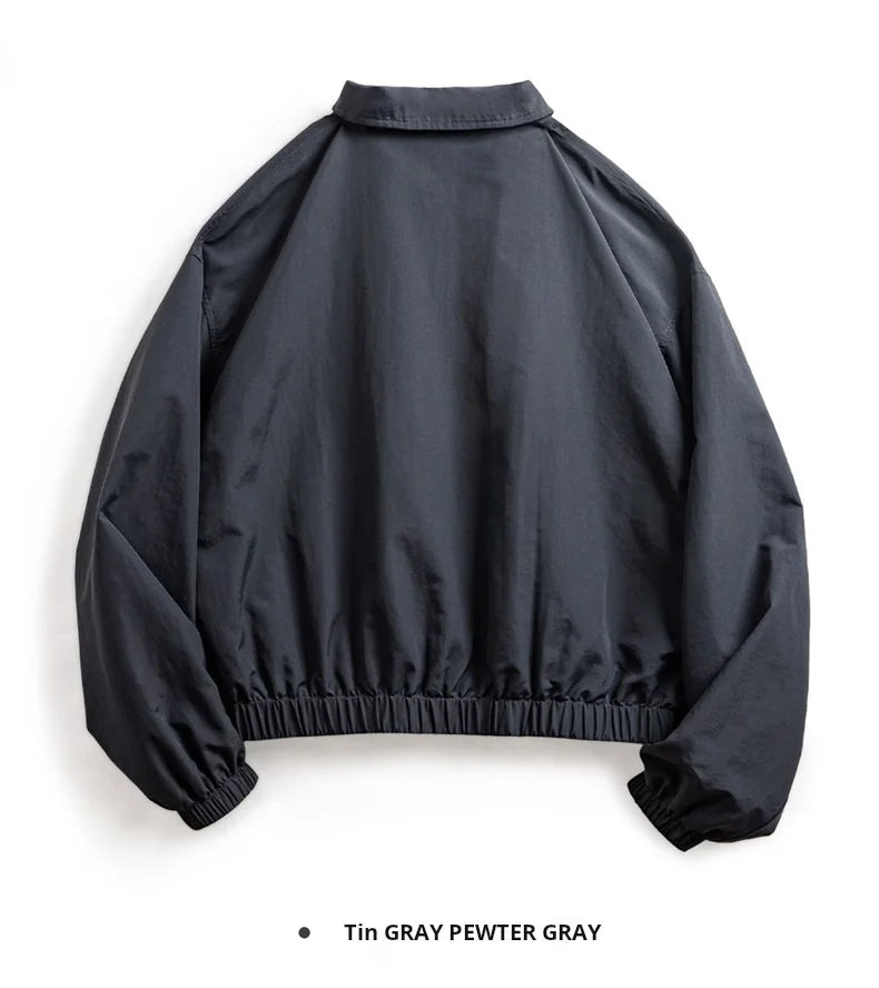 Maden Veste à col de baseball vintage pour femme, courte et décontractée, printemps-automne, légère, tenue quotidienne, rose