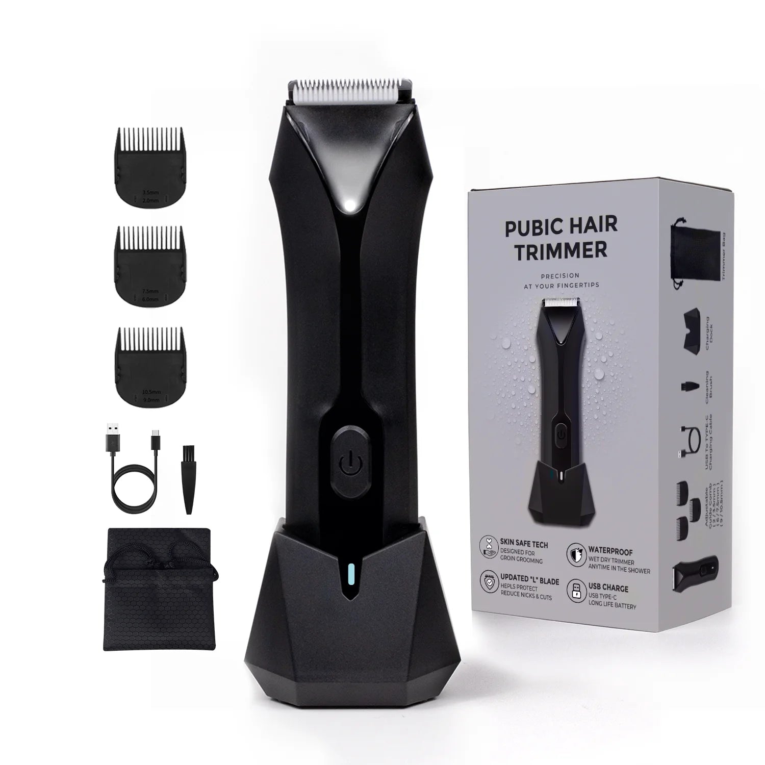 Tondeuse à poils Manscaped pour hommes, kit de tondeuse électrique pour poils corporels, outil de toilettage parfait, rasoir rechargeable pour utilisation humide/sèche, pour la zone inguinale et pubienne