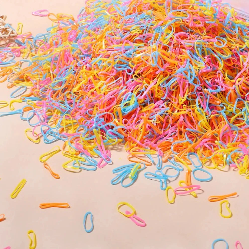 Artificiel astique de poulet coloré pour filles, attaches pour cheveux, bande de sauna, porte-queue de cheval pour enfants, accessoires pour cheveux, 500 pièces, 1000 pièces, 2000 pièces