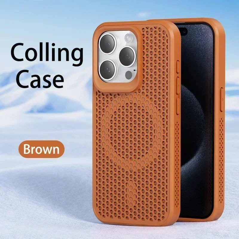 Coque de téléphone à Dissipation thermique et rafraîchissante, étui magnétique arrière rigide et respirant pour iPhone 17 16 15 14 13 12 11 Pro Max Plus pour Magsafe