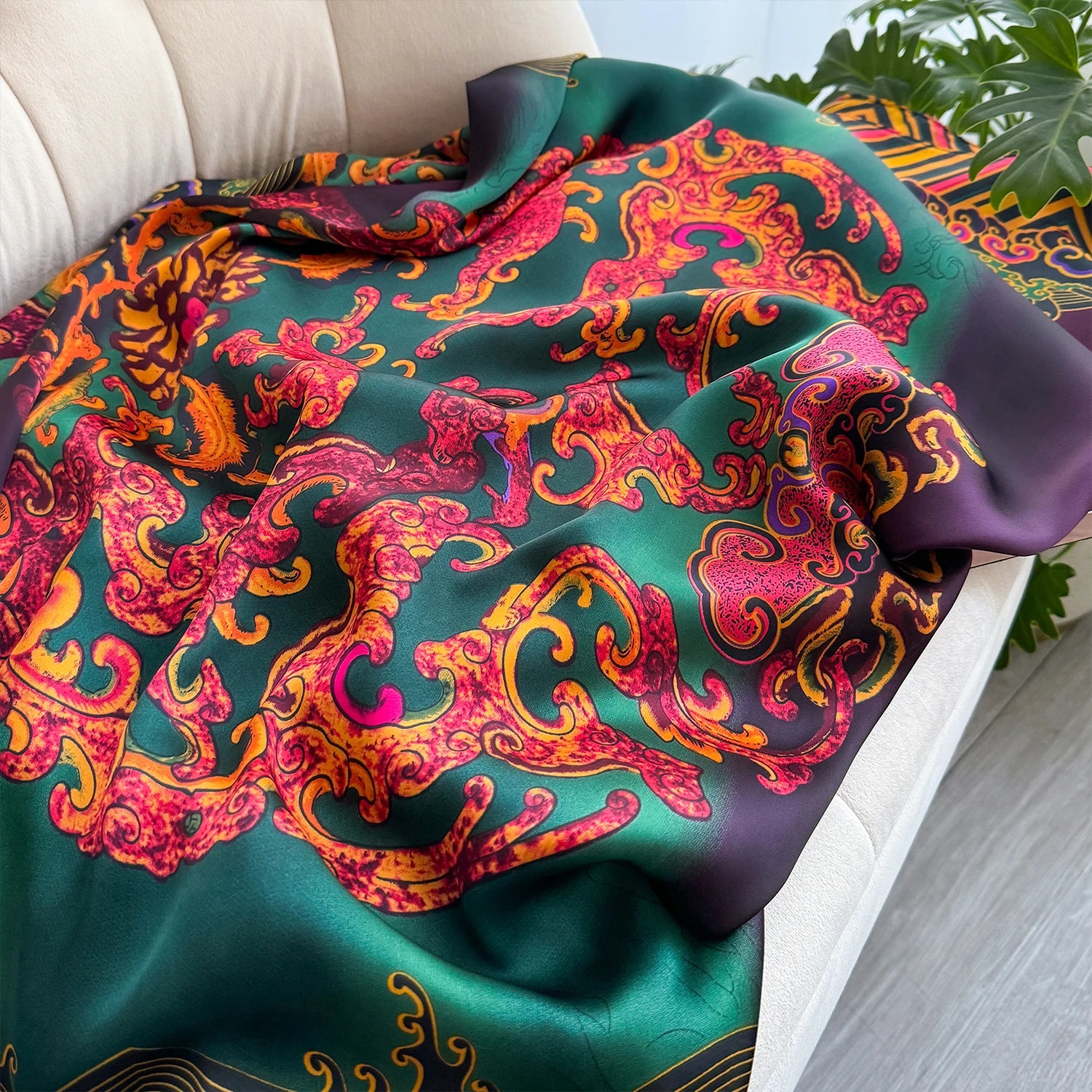 Écharpe Imprimée de Haute Qualité pour Femme, Châle de Plage, Protection Solaire, Styliste, Élégant, Dernière Collection Printemps