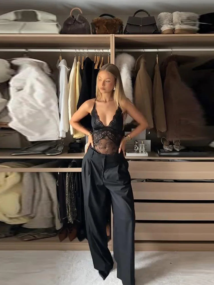 Body en dentelle patchwork ajouré transparent pour femme, décolleté plongeant, tenue de soirée sexy printemps, clubwear pour femmes