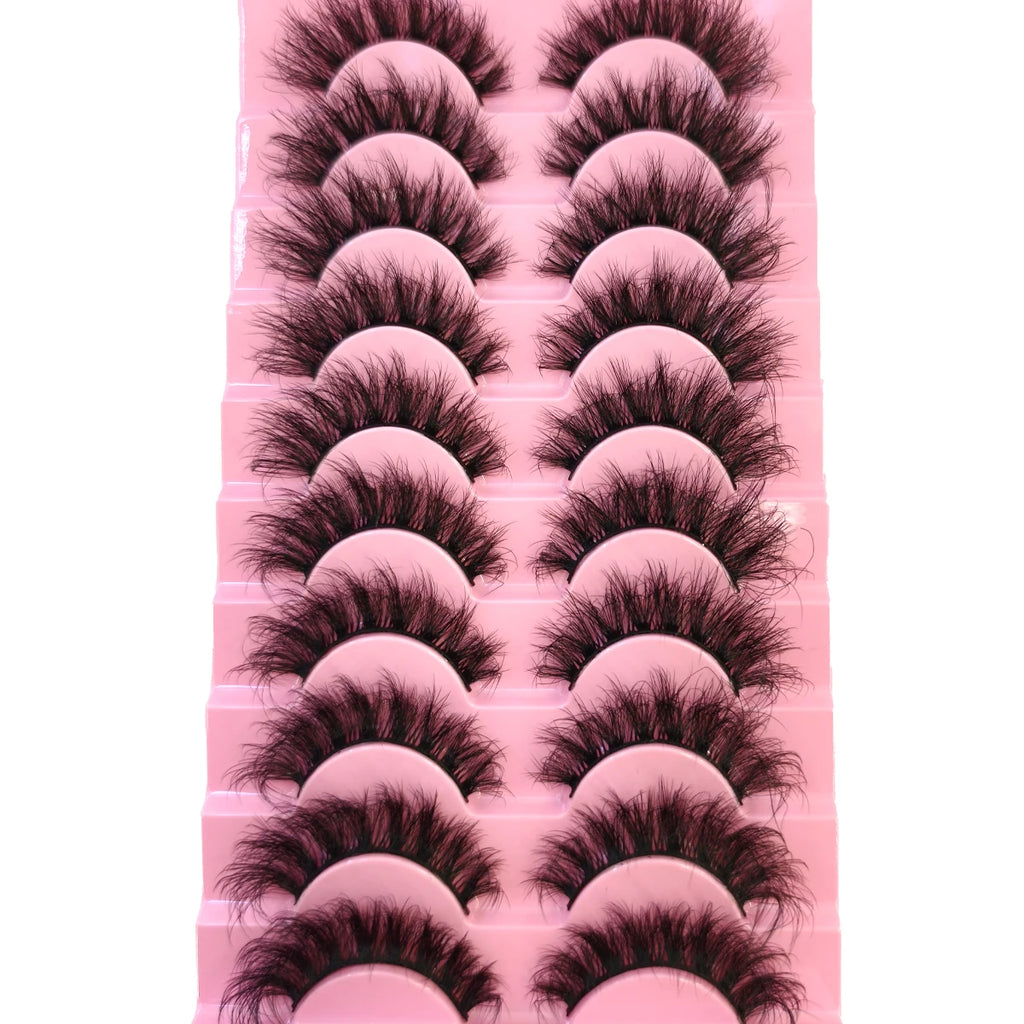10 paires de Faux Cils 8D en vison naturel, Volume dramatique, Extension de Faux Cils, vente en gros, outil de maquillage