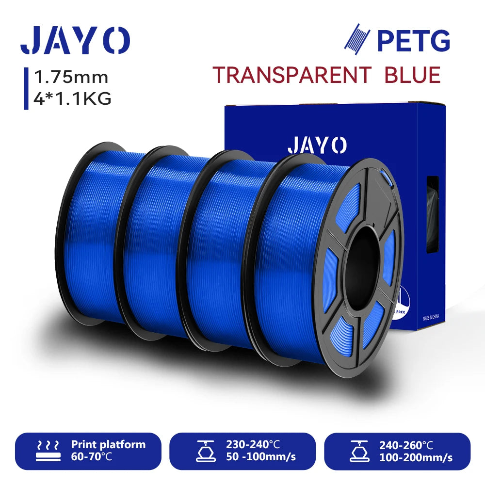 JAYO-Filament PETG pour imprimante 3D FDM, matériel d'impression 3D soigneusement enroulé, 2 rouleaux, 1.75mm, 2.2kg par ensemble