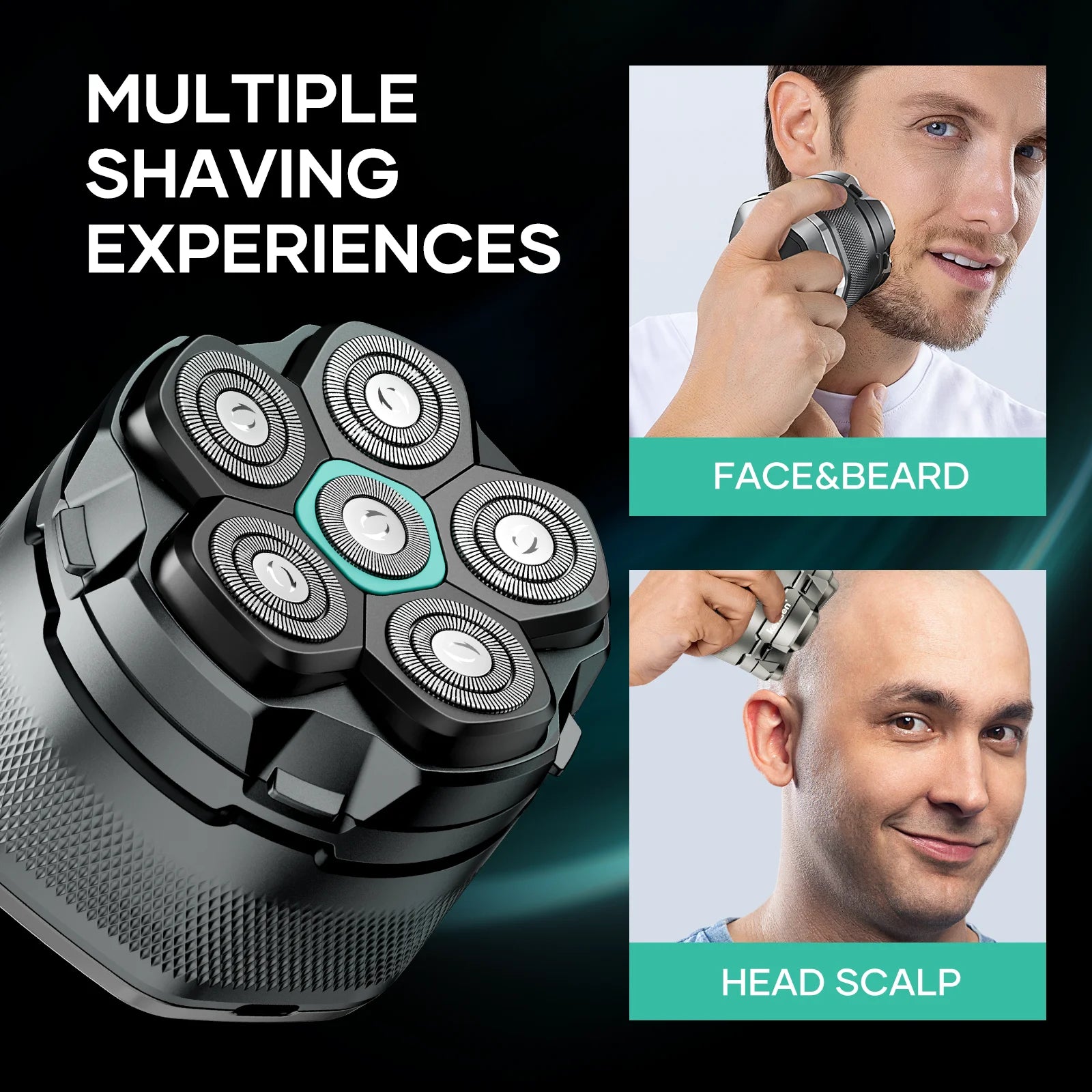 KENSEN rasoir électrique pour hommes chauve 6D rasoir magnétique tondeuse à cheveux USB Rechargeable affichage LED rasage humide/sec rasoir à barbe
