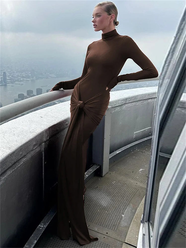 Tossy-Robe Longue Plissée à Manches sulfpour Femme, Tenue de Soirée Slim, à Lacets, Couleur Unie, Nouvelle Collection Printemps 2024