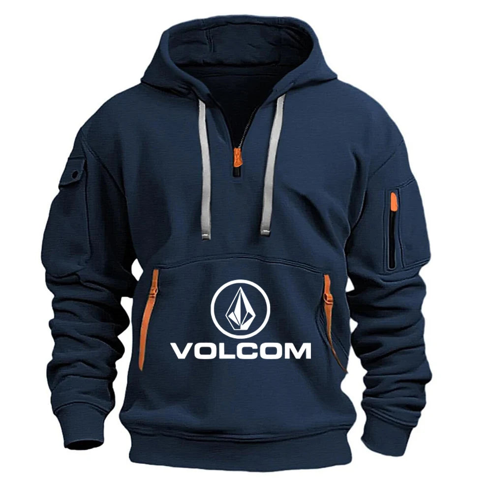 VOLCOM 2025 printemps automne hommes demi fermeture éclair sweat à capuche sport décontracté pull Harajuku à manches longues manteau ample