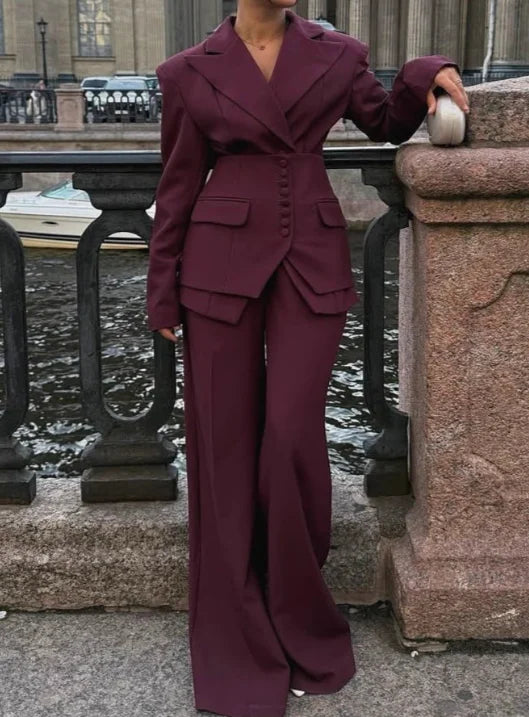 Ensemble Blazer décontracté à simple boutonnage pour femmes, manches longues, revers, col en v, manteau cintré à la taille, vêtements de printemps et d'automne, 2026