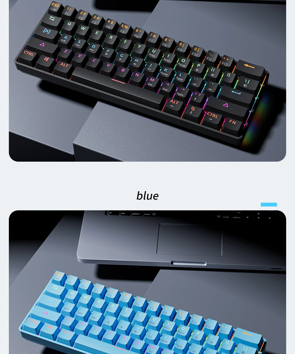 MUCAI MK61 USB Gaming Esports clavier mécanique 61 touches axe rouge filaire câble détachable rétro-éclairage rvb échange à chaud