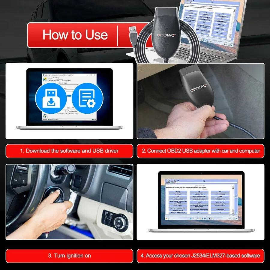 GODIAG GD101 J2534 câble de Diagnostic Support J2534 et ELM327 Diagnostic J1979 véhicules compatibles pour Toyota/Honda Acura/Ford/Mazda
